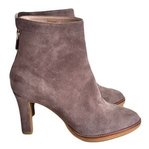 Lola Cruz Grey Taupe Suede Heeled Ankle Boots, Size 38